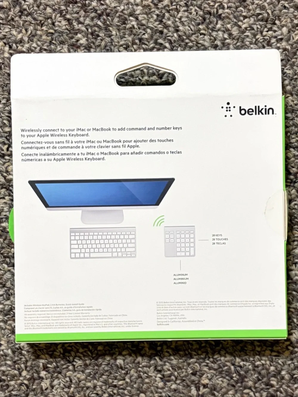Belkin Silver Wireless Numeric Keypad with White Keys